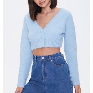 Forever 21 Fuzzy Cropped Cardigan Sweater